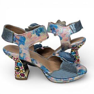L'Artiste by Spring Step Smashing Everley Sandals Rhinestone Heel Roses 6.5 to 7